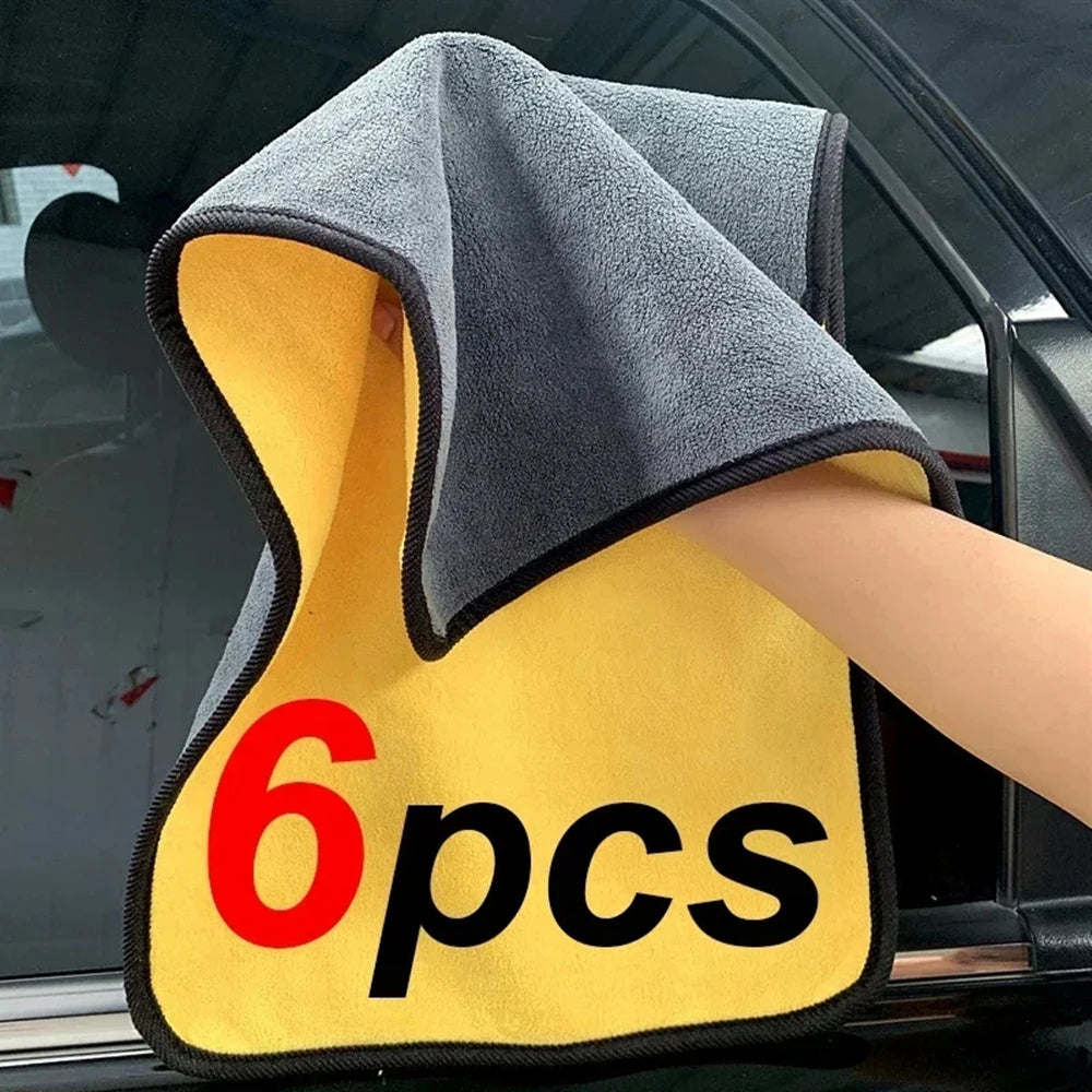 1/2/6pcs Microfiber Cleaning Towel Thicken Soft Drying