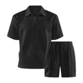 Elevate Your Summer Style with Our Men's Solid-Color Polo Shirt and Drawstring Shorts Set - Perfect for Everyday Outdoor Adventures